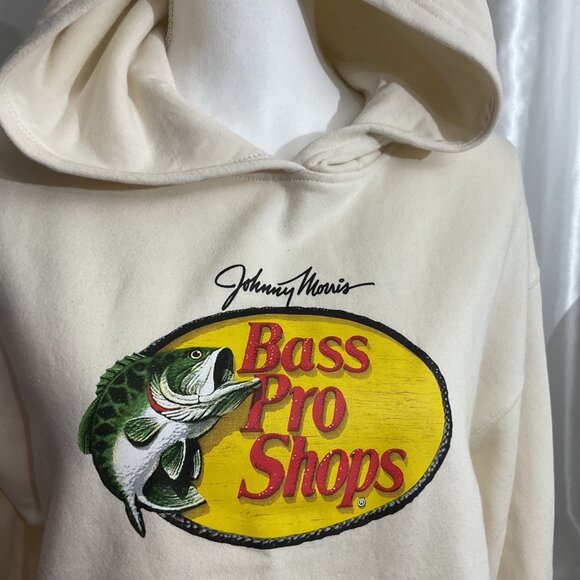 Johnny Morris Bass Pro Shops Logo Hoodie S/P Cream Cotton Blend - Picture 2 of 8